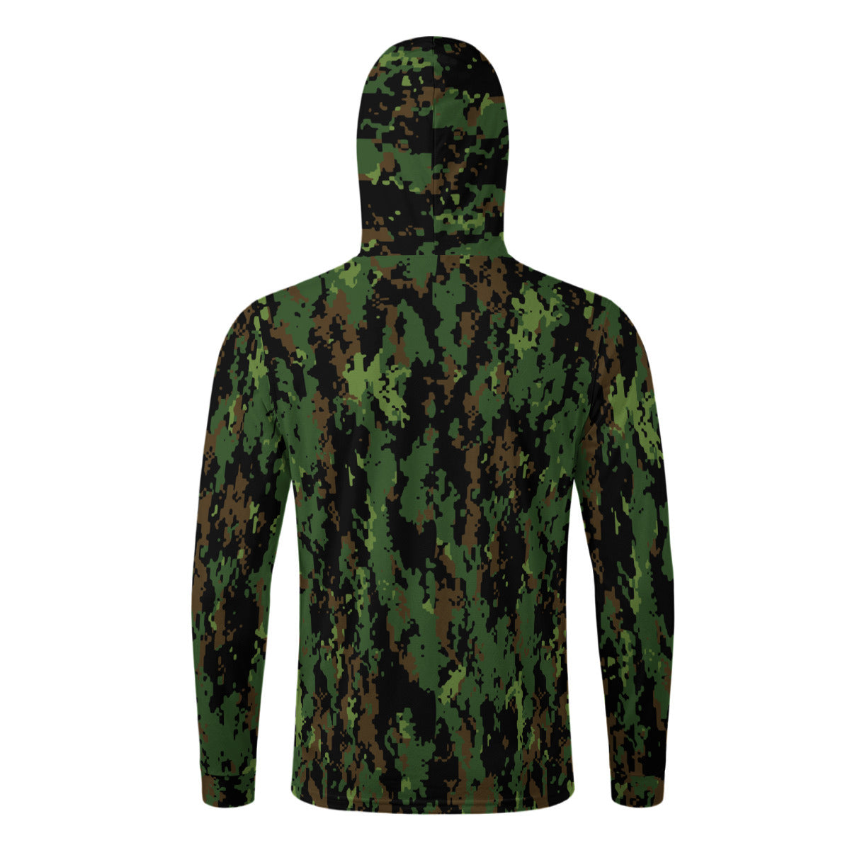 Green Deep Forest Camouflage Print Men’s UPF-50+Sun Protection Hoodie with Face Cover