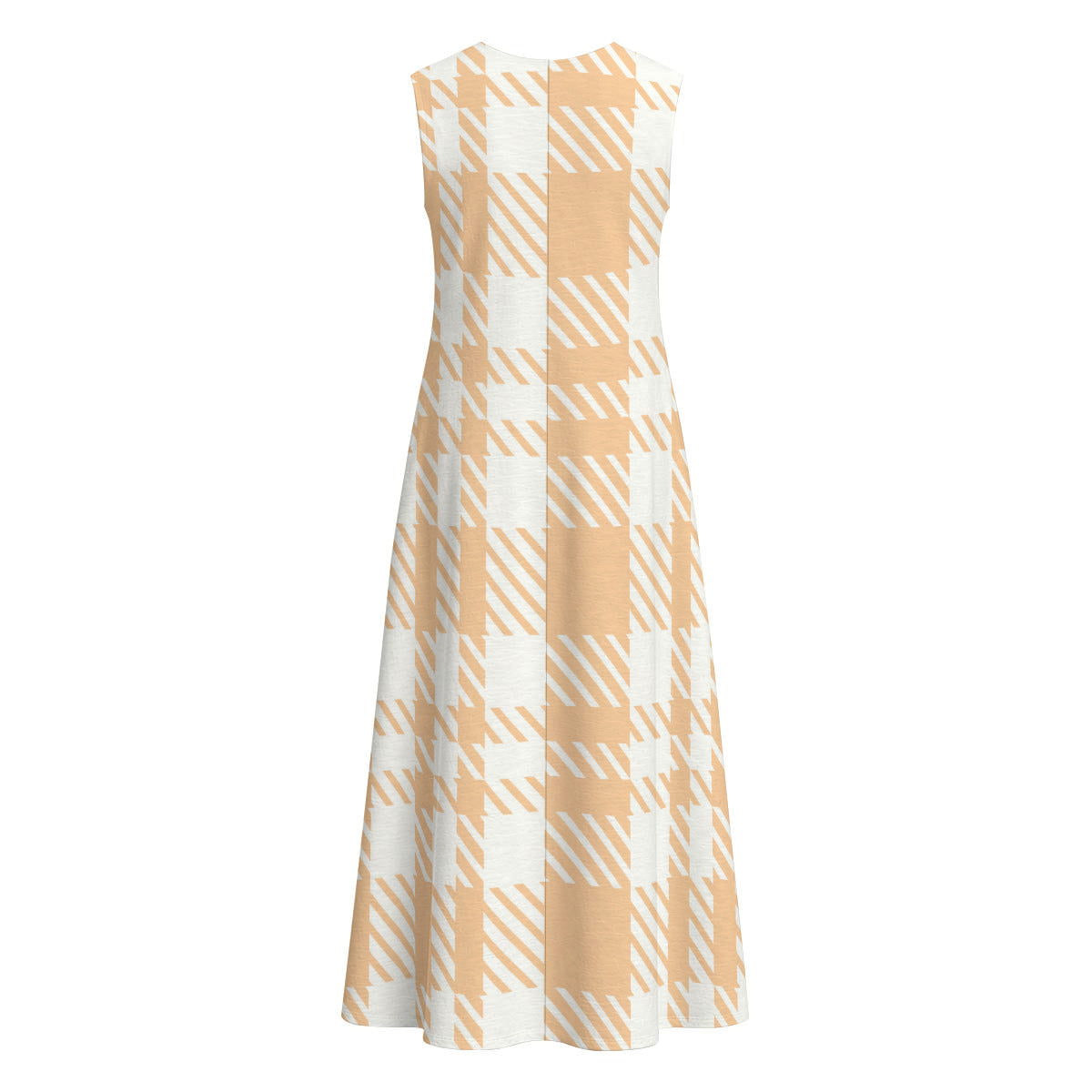 Women's 1000% Cotton Sleeveless Dress With Peach Tartan Pattern|125GSM Slub Cotton