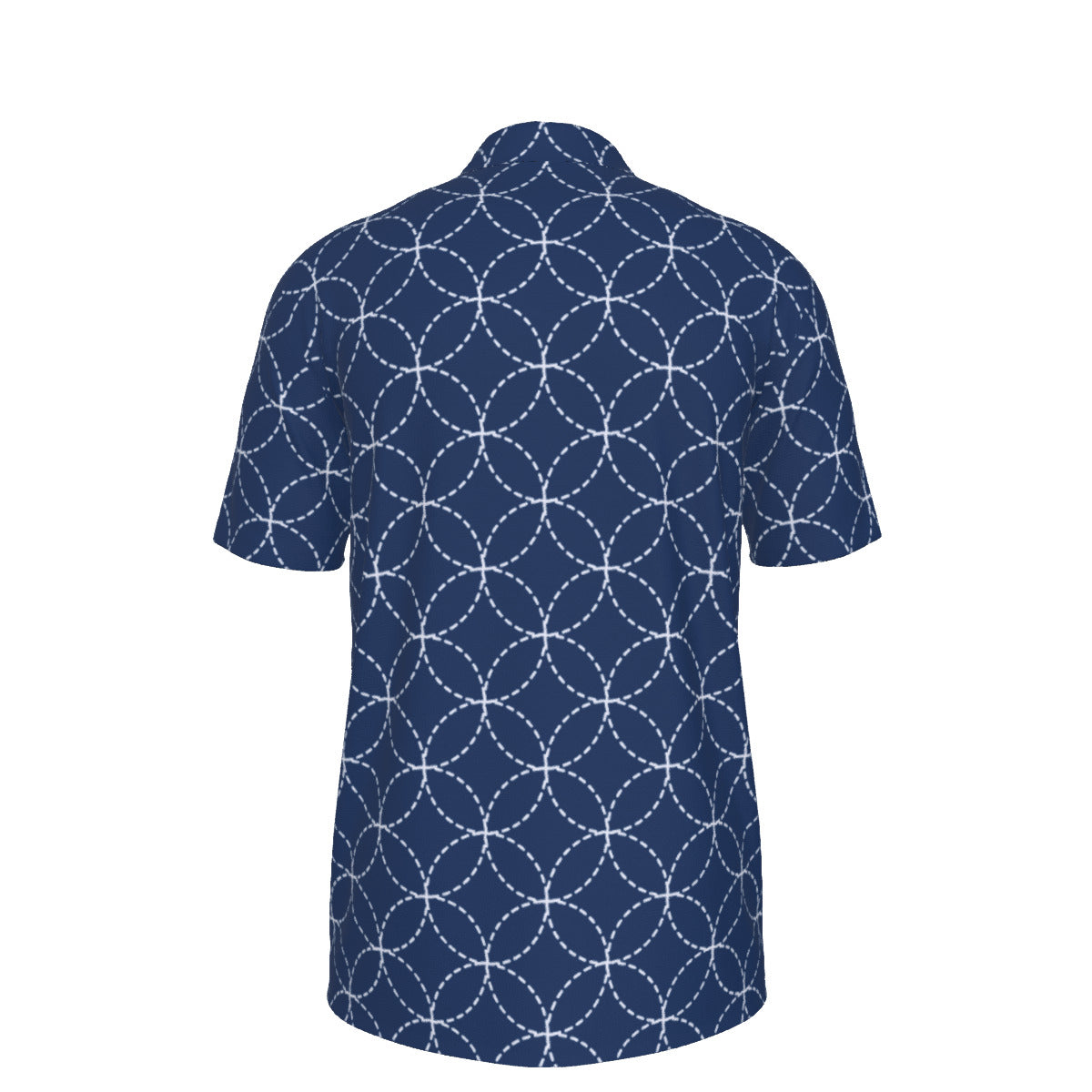 Blue Geometric Circles Men's UPF 50 POLO Shirt