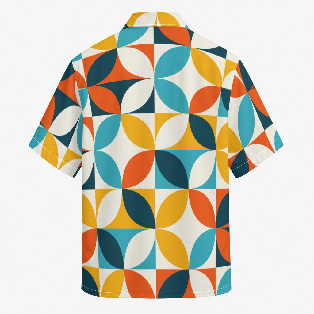 Retro Print Men's Hawaiian-Style Cotton Shirt |115GSM Cotton poplin