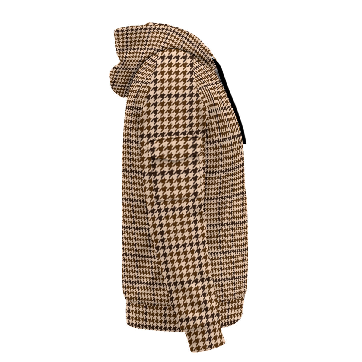 Sandstone Houndstooth Print Men’s Heavyweight Fleece Half-Zip Hoodie With Arm Pockets
