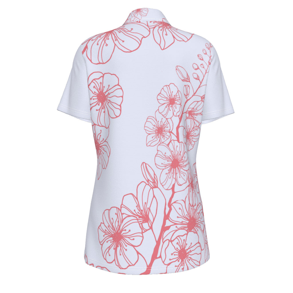Sakura Flower Print Women's UV Protection POLO Shirt