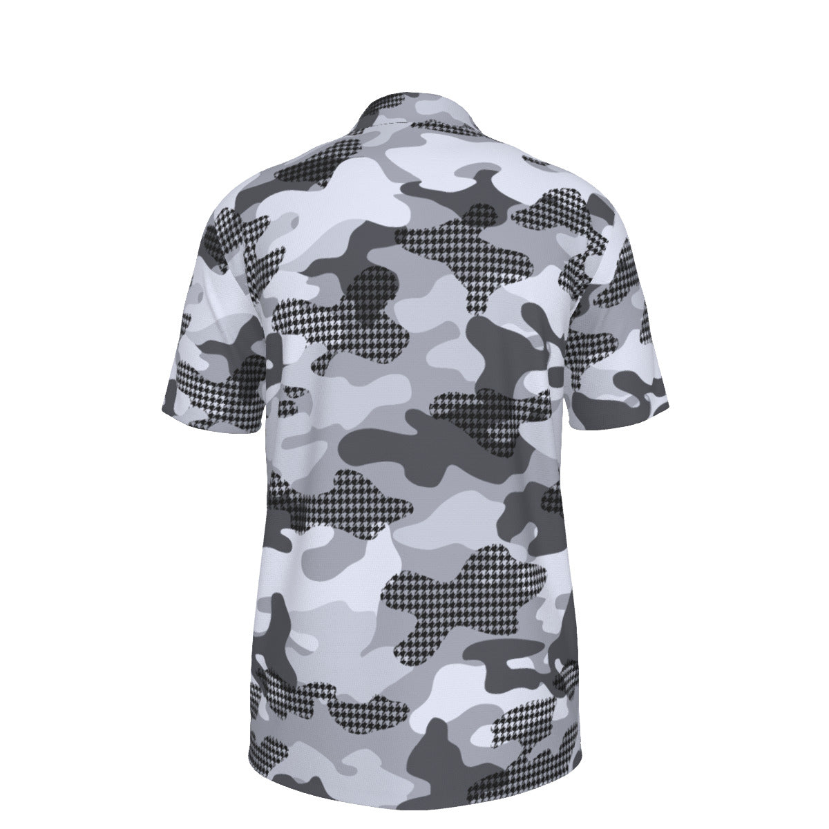 Black White and Grayscale Camouflage Men's UPF 50 POLO Shirt