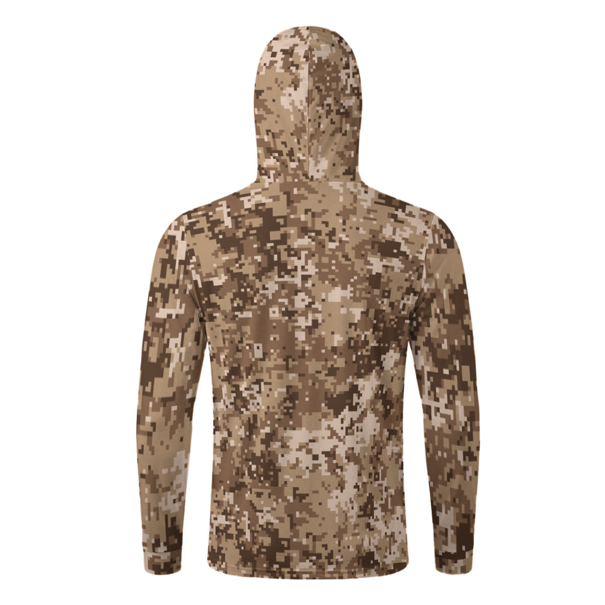 Desert Camouflage Pixel Print Men’s Sun Protection Hoodie with Face Cover and Thumb Holes