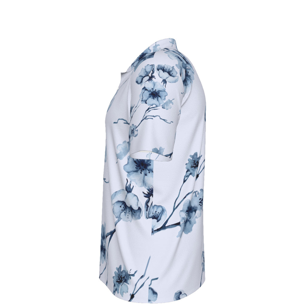 Cherry Bloosom Print Men's UV Protection POLO Shirt
