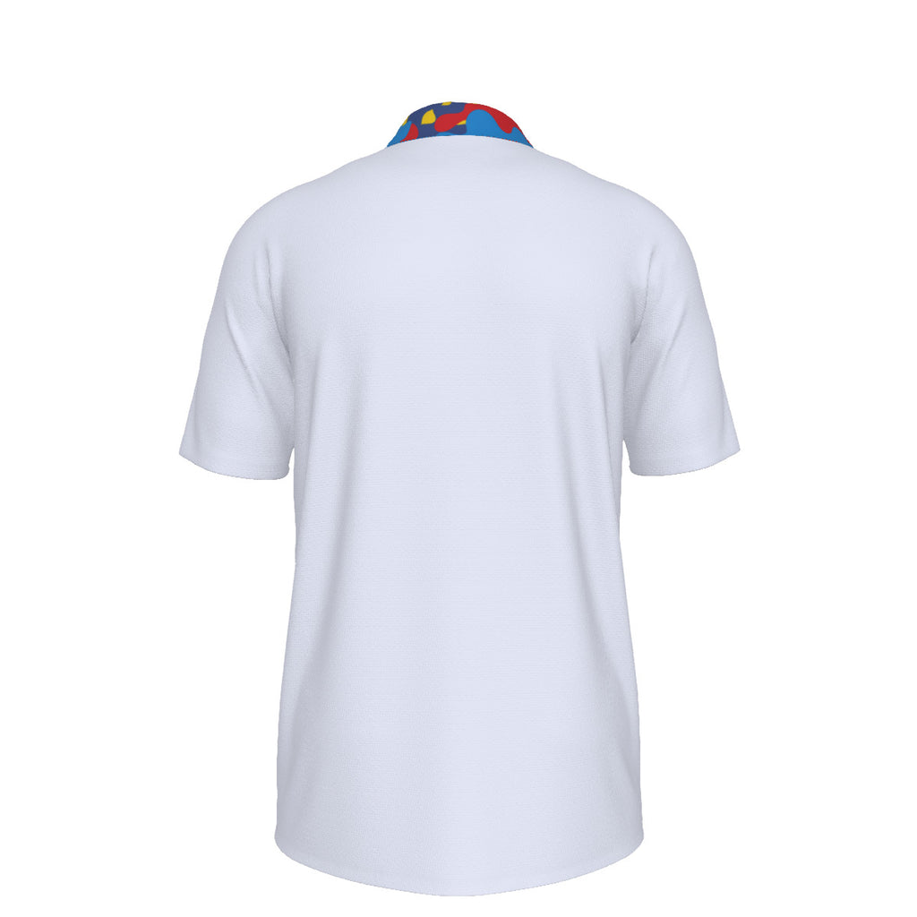 White Men's UV Protection POLO Shirt with Camouflage Accent