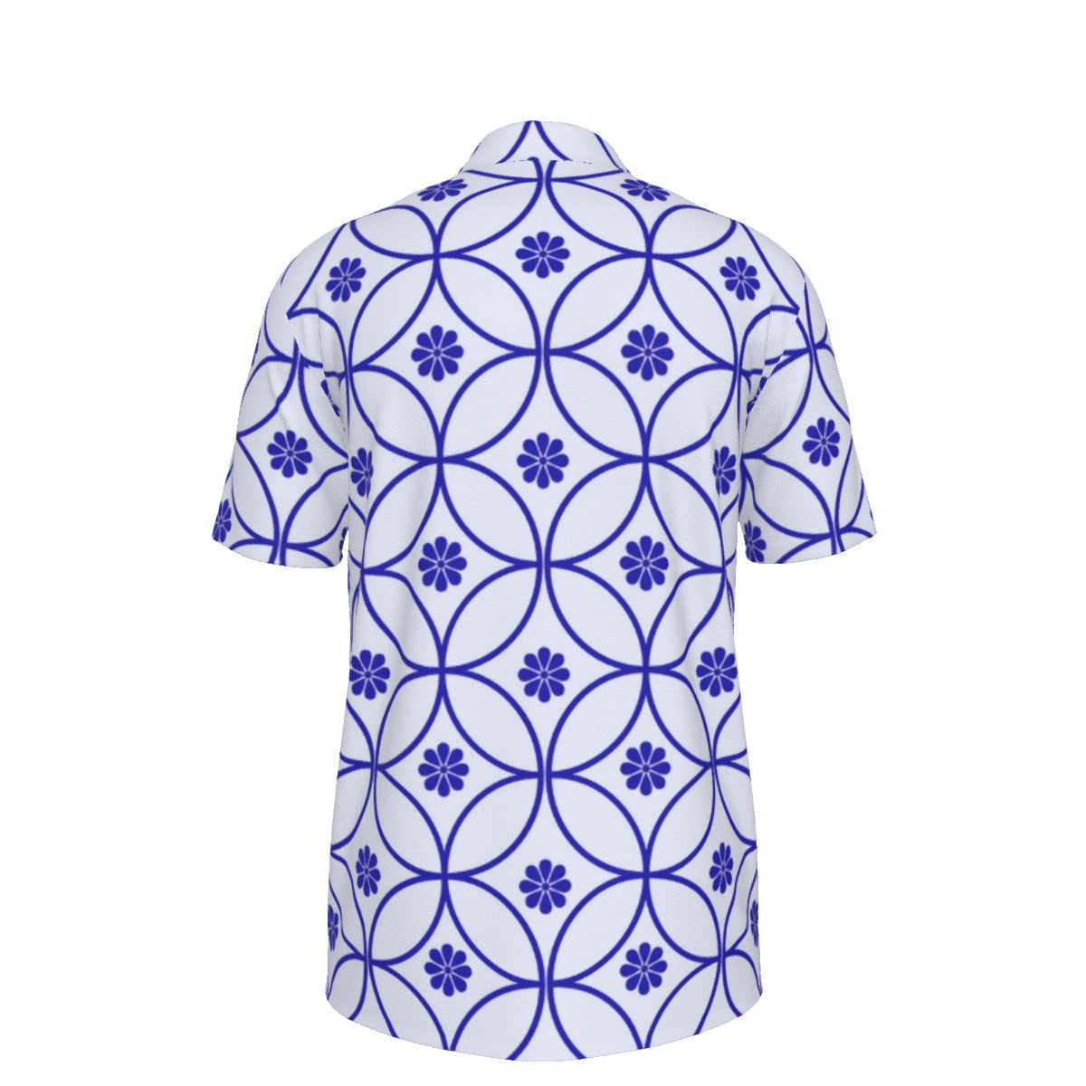 White and Blue Geometric Circles Men's UPF 50 POLO Shirt