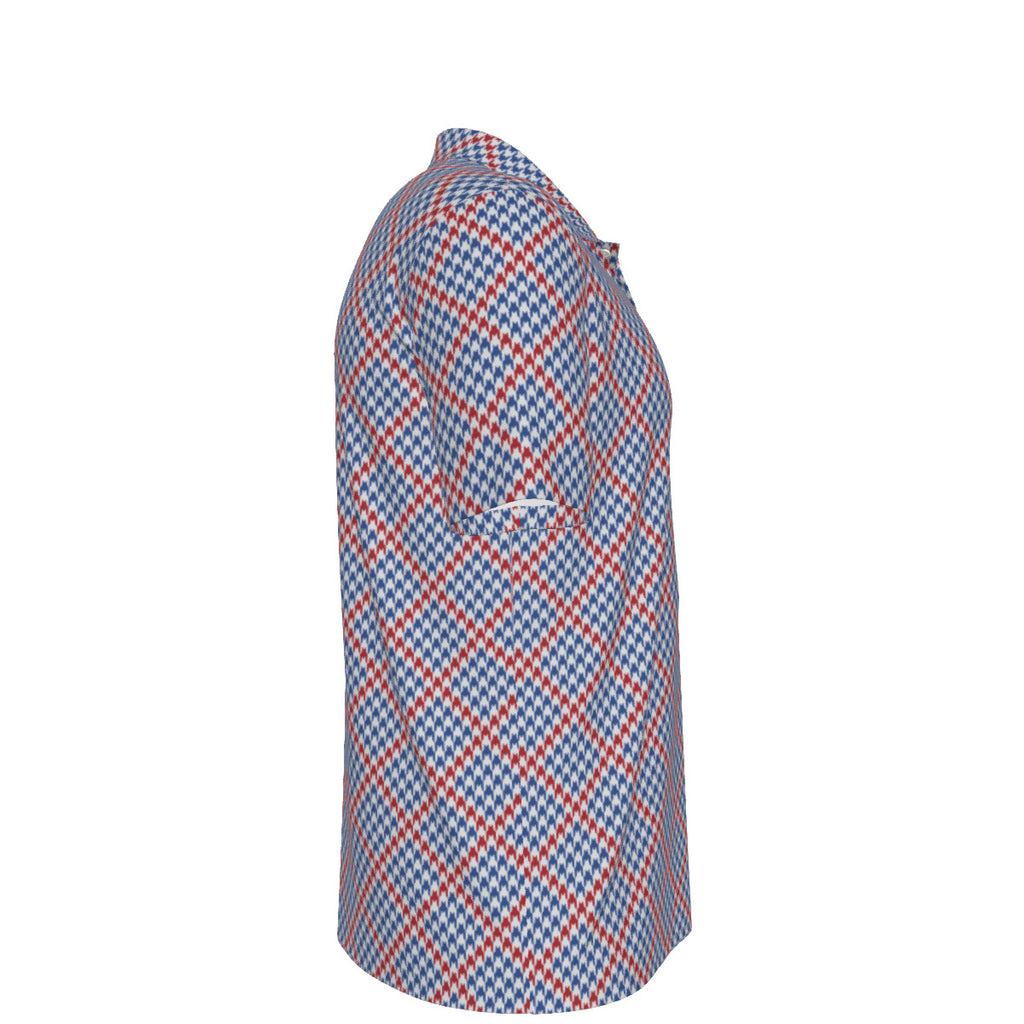 Blue and Orange Houndstooth Men's UV Protection POLO Shirt
