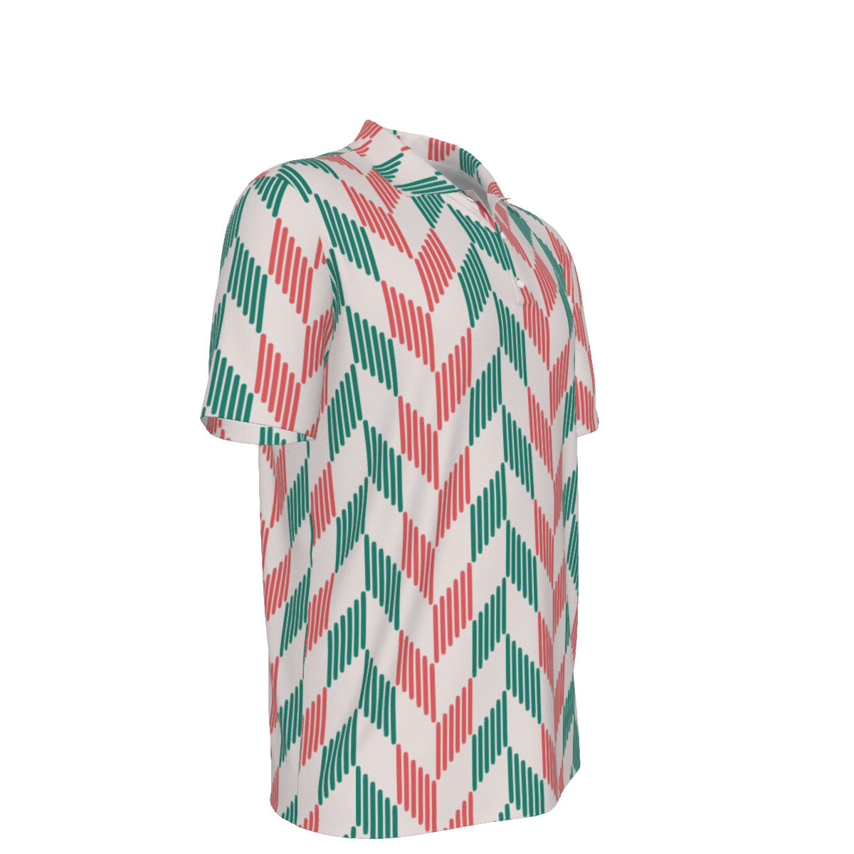 Red and Green Feather Print Men's UV Protection POLO Shirt