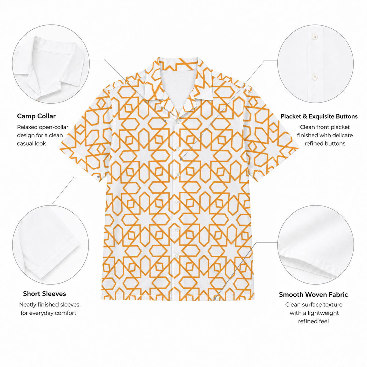 Moorish Tile Print Men's Hawaiian Shirt |115GSM Cotton poplin