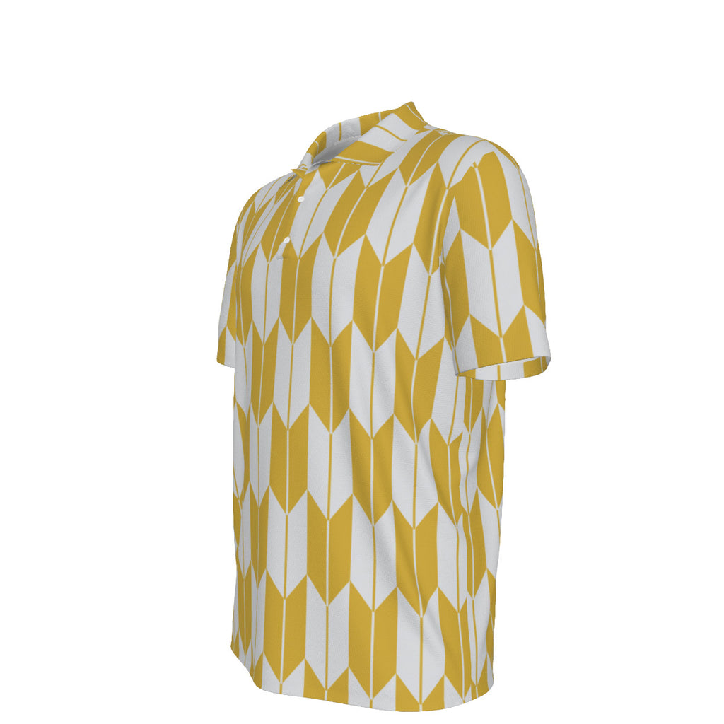 Vintage Yellow and White Men's UPF 50 POLO Shirt