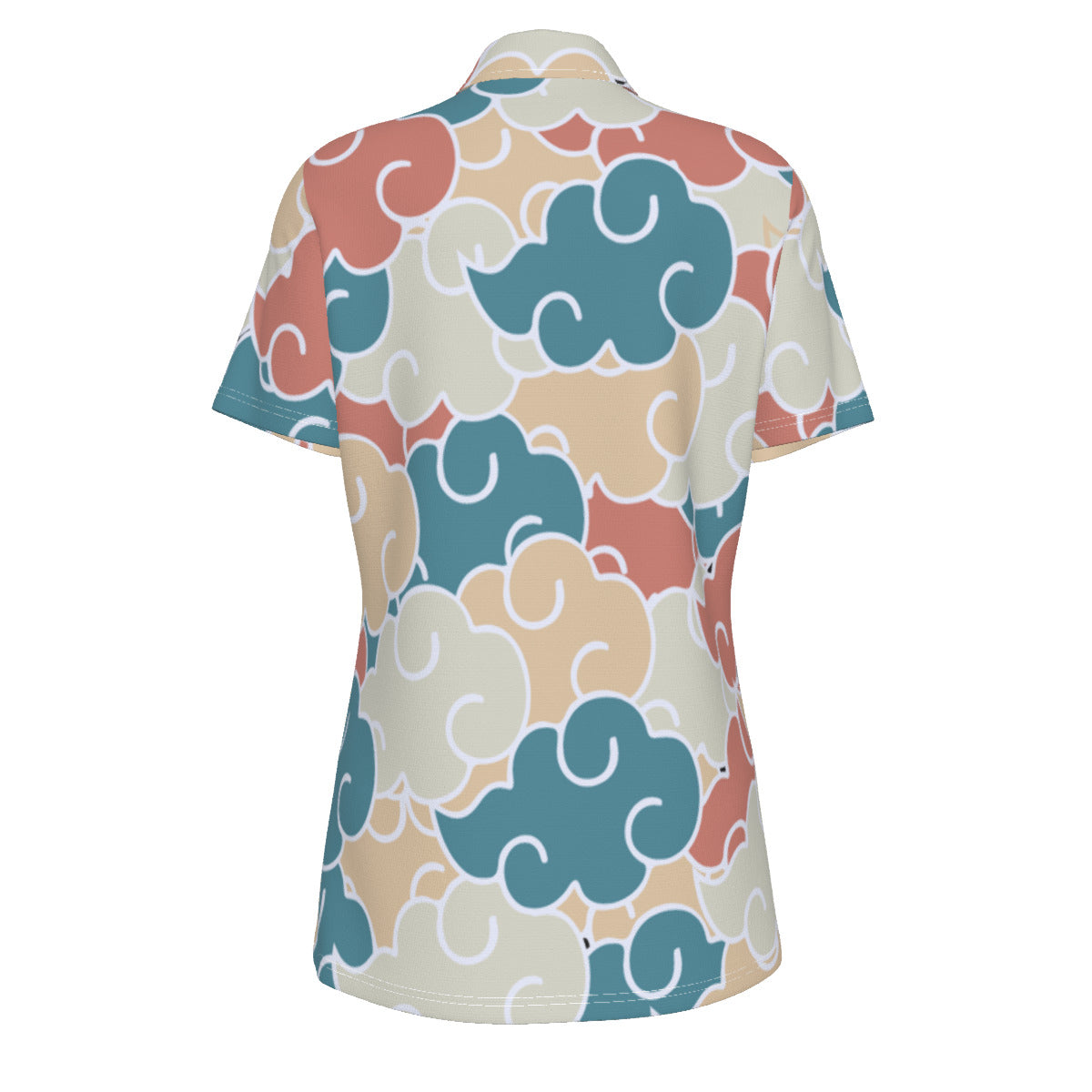 Multi-color Asian Clouds Print Women's UV Protection POLO Shirt-Earthtone