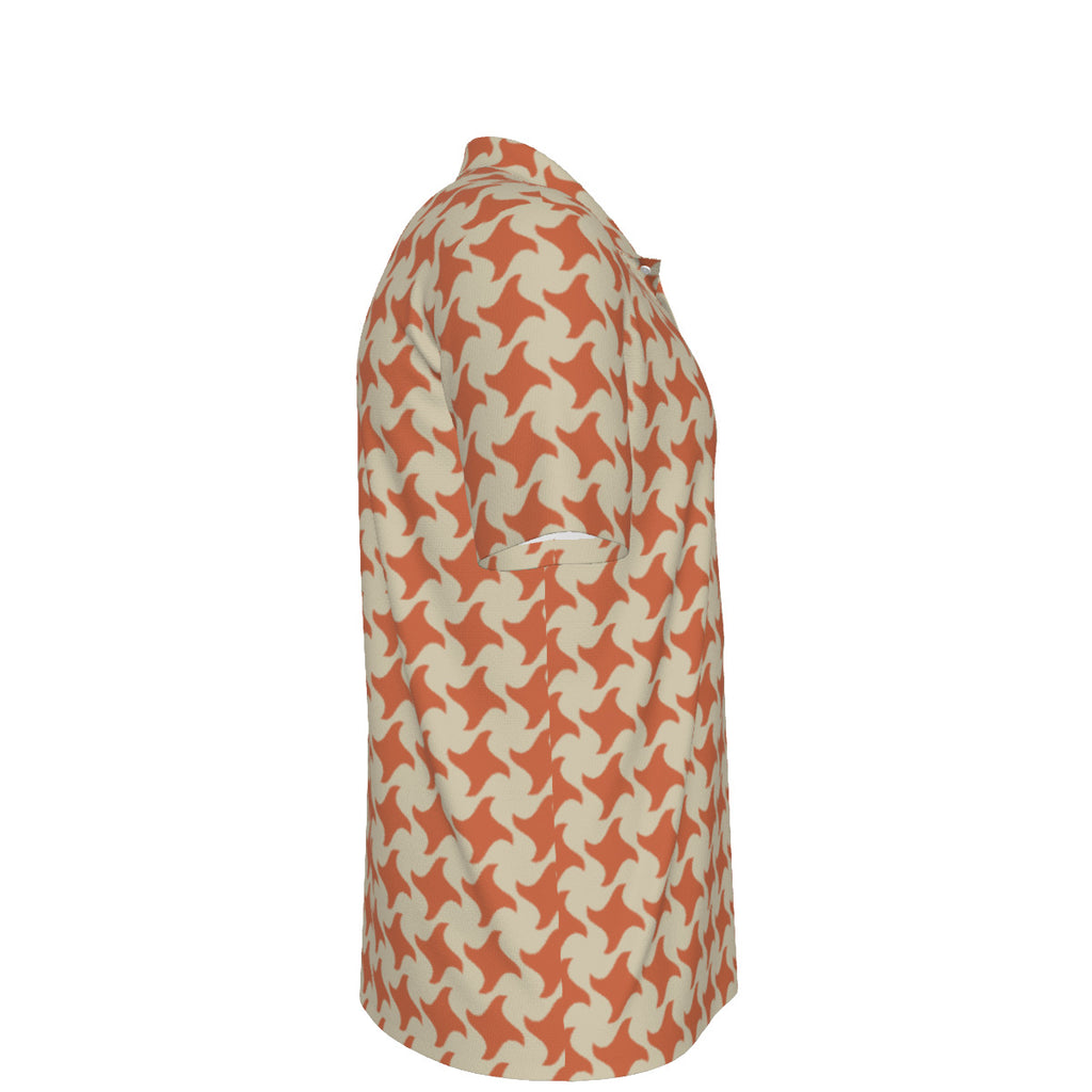 Orange Houndstooth UPF-50 Men's POLO Shirt