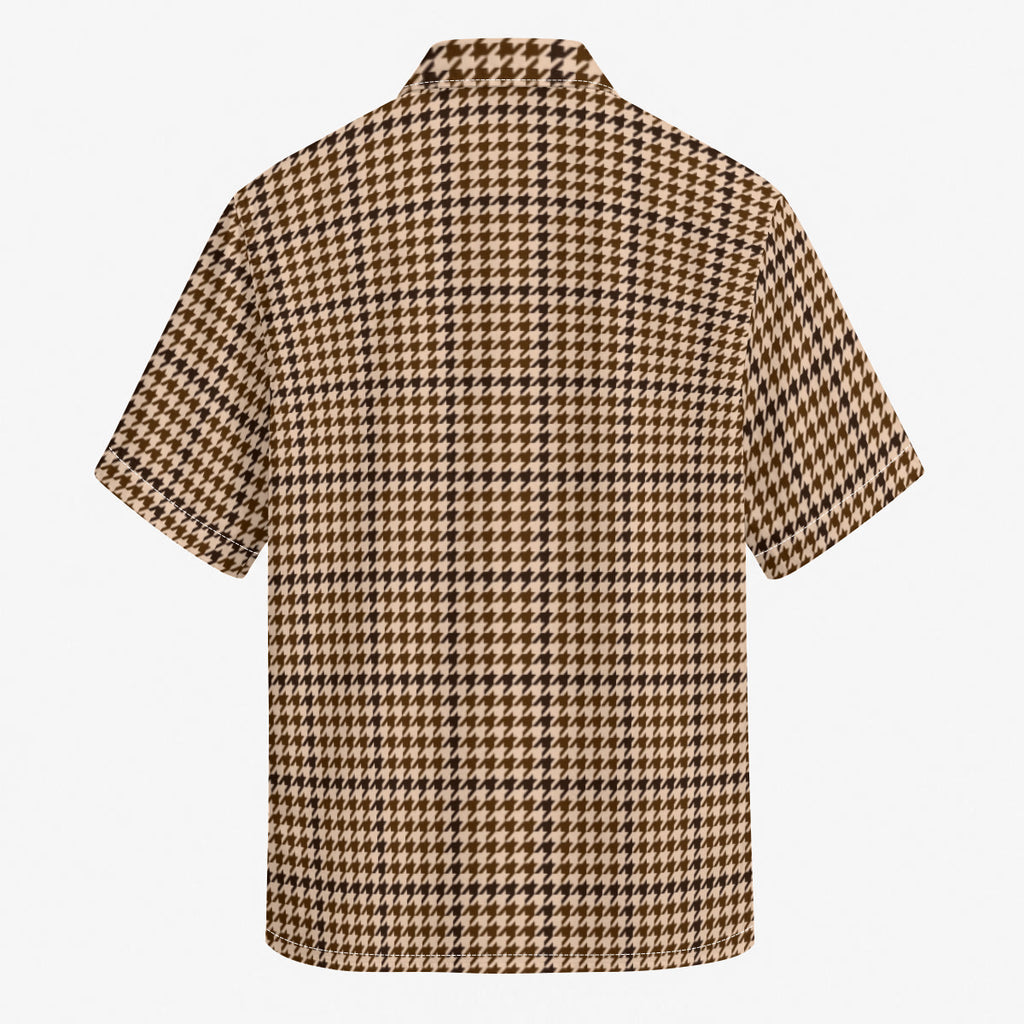 Sandstone Houndstooth Men's Hawaiian Shirt |115GSM Cotton poplin