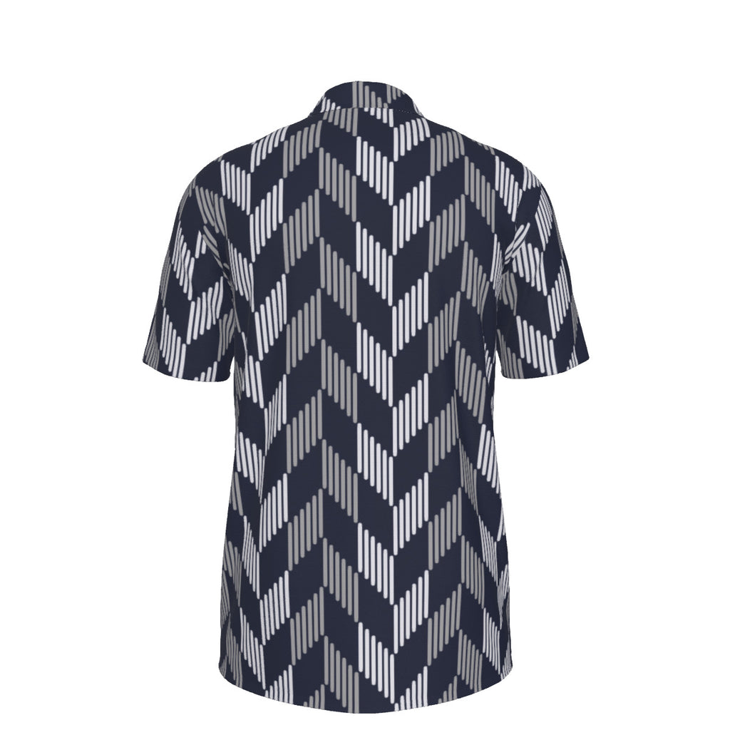 Black and Gray Feathered Men's UV Protection POLO Shirt