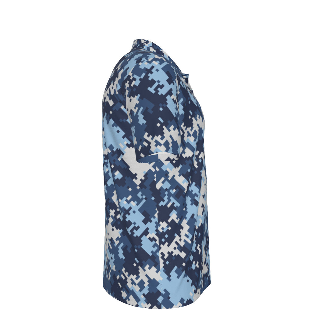 Blue Pixel Camouflage Men's UPF 50 POLO Shirt