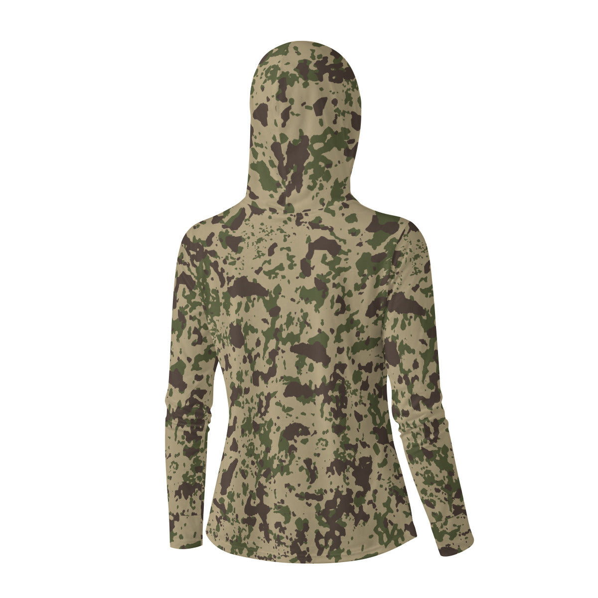 Desert Camouflage Print Women’s UV-Resistant Hooded Shirt w/Retractable Facemask