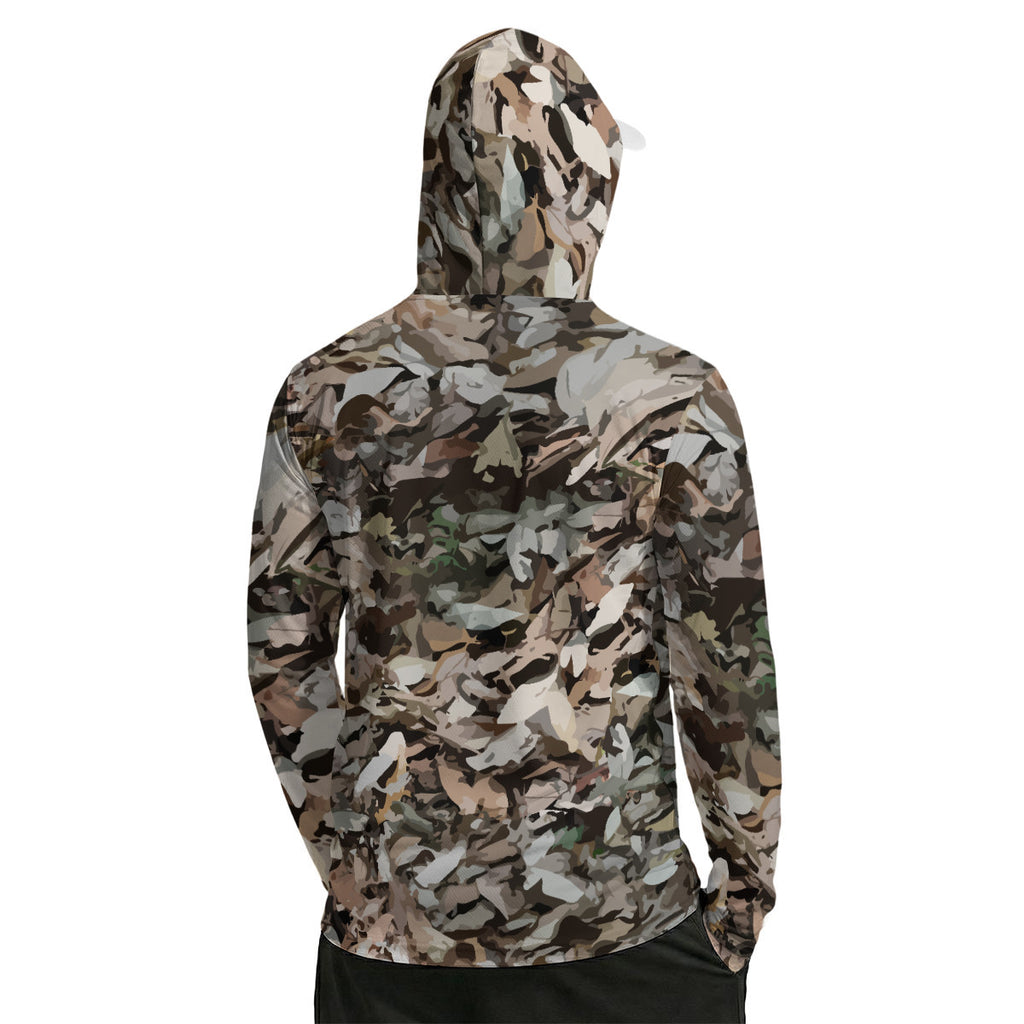 Oak Leaf Forest Print Men’s UPF-50+Sun Protection Hoodie with Face Cover and Thumb Holes