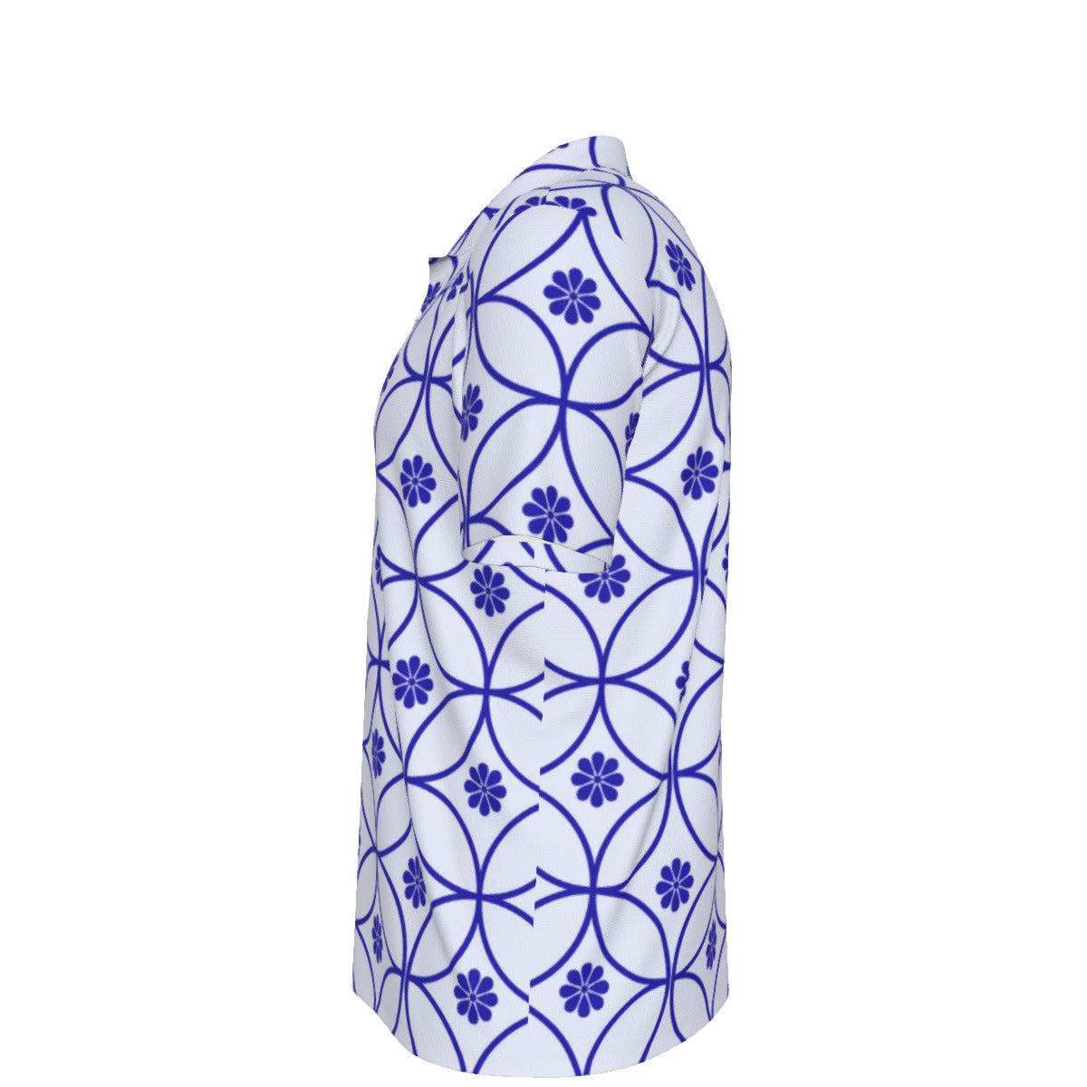 White and Blue Geometric Circles Men's UPF 50 POLO Shirt