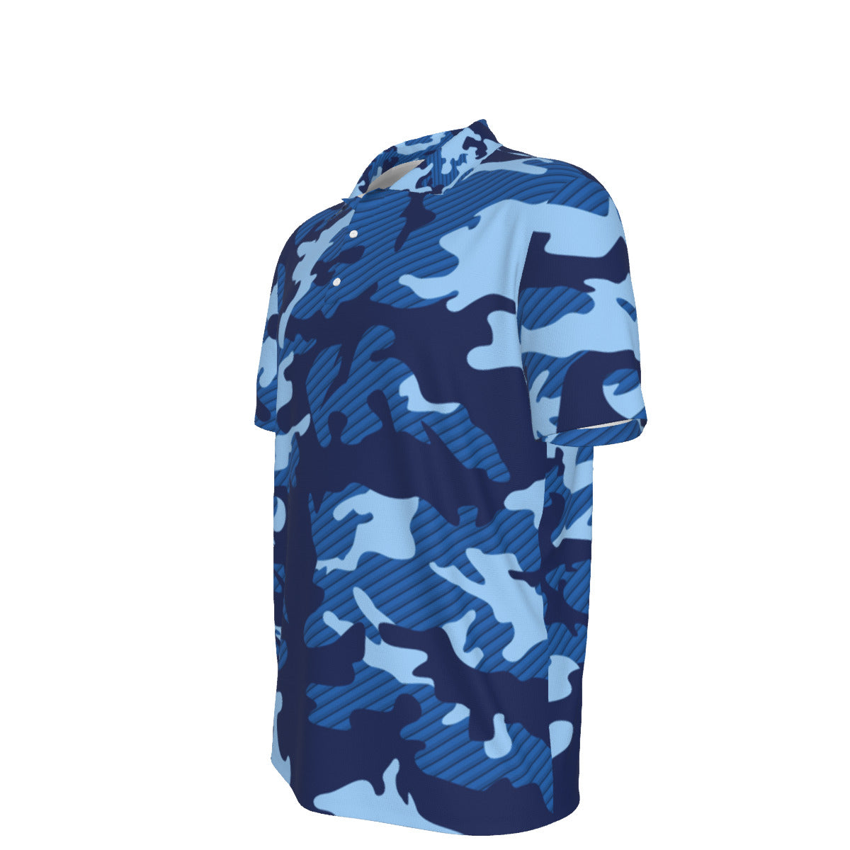 Blue on Blue Camouflage Men's UPF 50 POLO Shirt