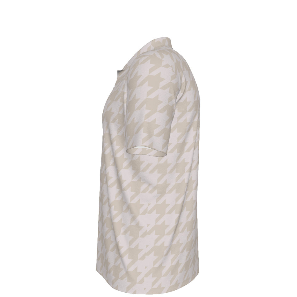 Beige Houndstooth Men's UPF 50 POLO Shirt