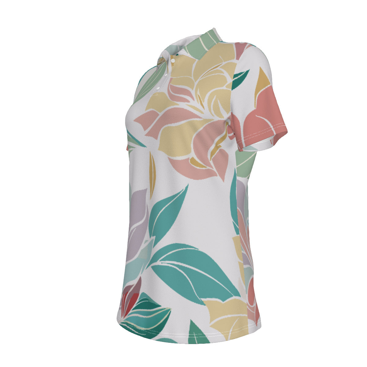 Multi-color Floral Print Women's UV Protection POLO Shirt