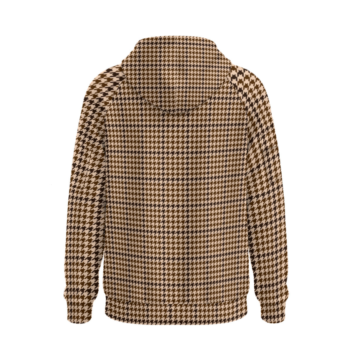Sandstone Houndstooth Print Men’s Heavyweight Fleece Half-Zip Hoodie With Arm Pockets